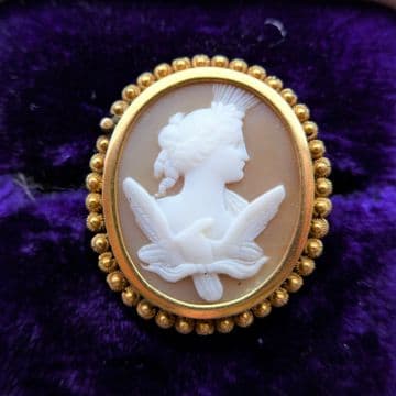 Fine Antique Georgian Cameo in 18ct Gold Cannetille Frame Subject Hebe C.1830