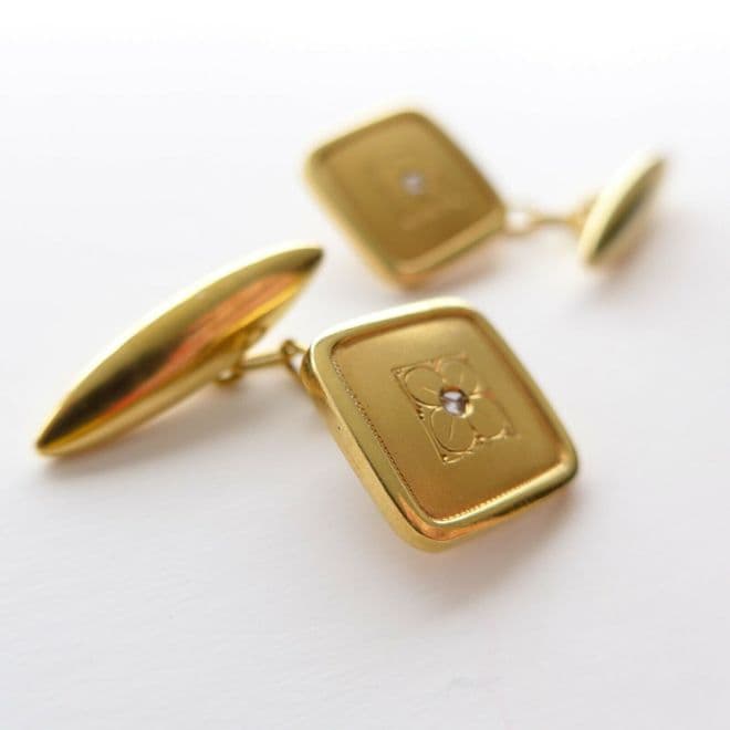 SOLD 18ct Gold Diamond Cufflinks Antique Circa 1900 French Wedding Groom Gift