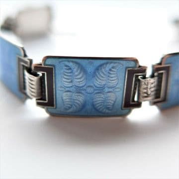 SOLD Aksel Holmsen Bracelet Art Deco Sterling Silver Blue Enamel NORWEGIAN JEWELLERY