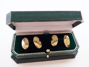 SOLD Antique Art Deco 9ct Solid Gold Cufflinks Engraved with Ermine / Weasel / Ferret