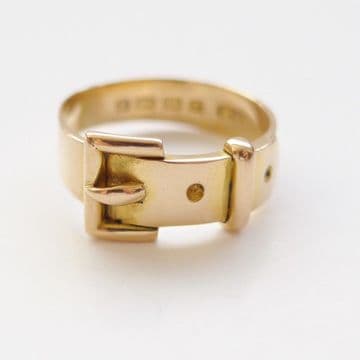 SOLD Antique Belt Buckle Garter Ring 18ct Solid Gold Hallmarked Birmingham 1888