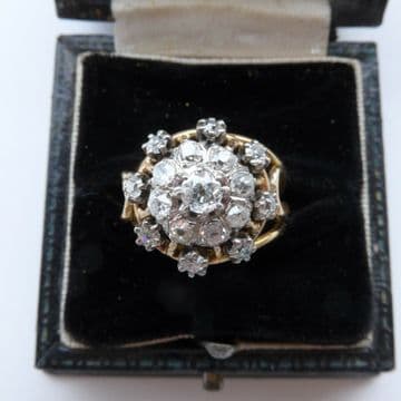 SOLD  Large Impressive Antique Victorian Diamond Ring 2.24CT of Old Cut Diamonds 18ct