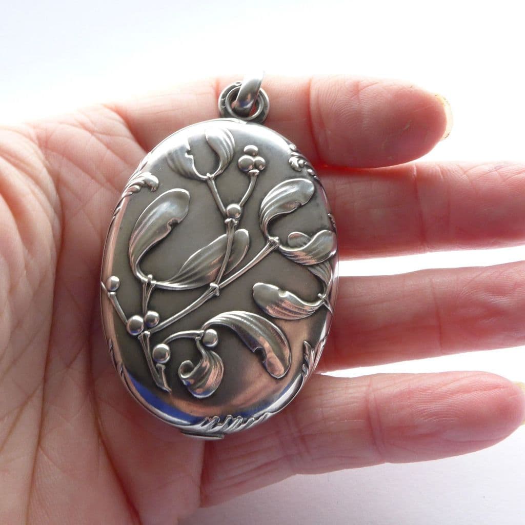 art nouveau silver locket