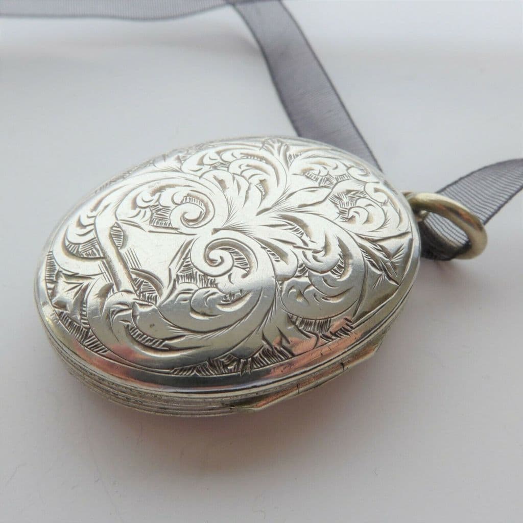 SOLD LOCKET Victorian Silver Locket Beautifully Hand Engraved Antique