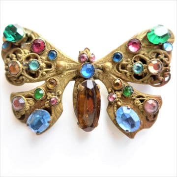 SOLD  Vintage Czech Butterfly Brooch - Over 2" - Art Deco 1930's Original