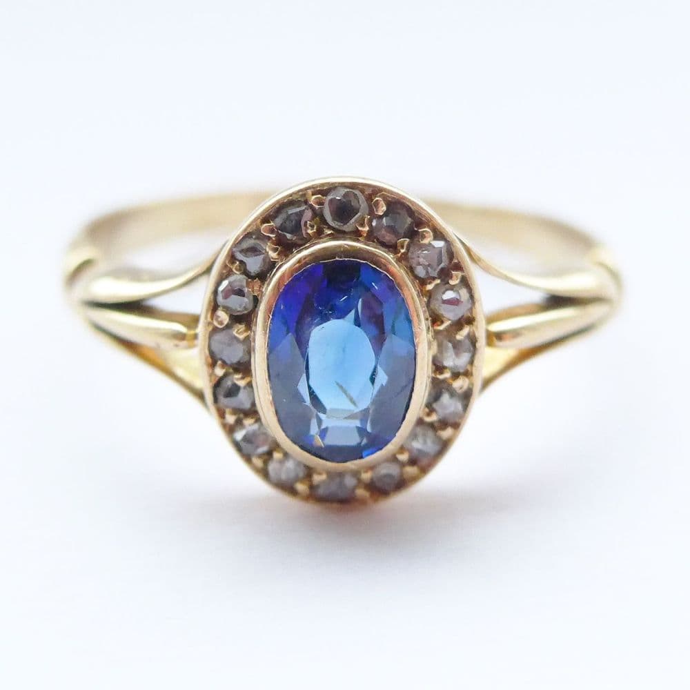SOLD Vintage Sapphire & Diamond Engagement Ring 18ct Gold - Edwardian ...