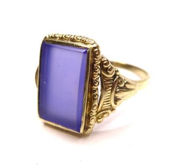 Unusual Art Deco Mens Purple Pinkie Ring 14CT GOLD N 1/2 1930's New York Jewelle