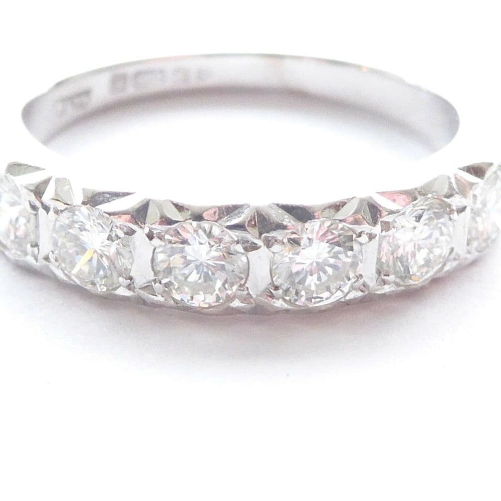 Vintage 80 s White Gold Half Eternity Ring 18ct 0 66 Carat Diamonds