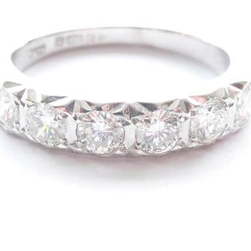 Vintage 80's White Gold Half Eternity Ring 18ct 0.66 Carat Diamonds High Quality