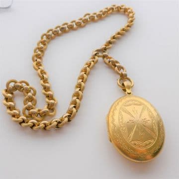 WOW Vintage Victorian Style OVERSIZED LOCKET and Chain Double